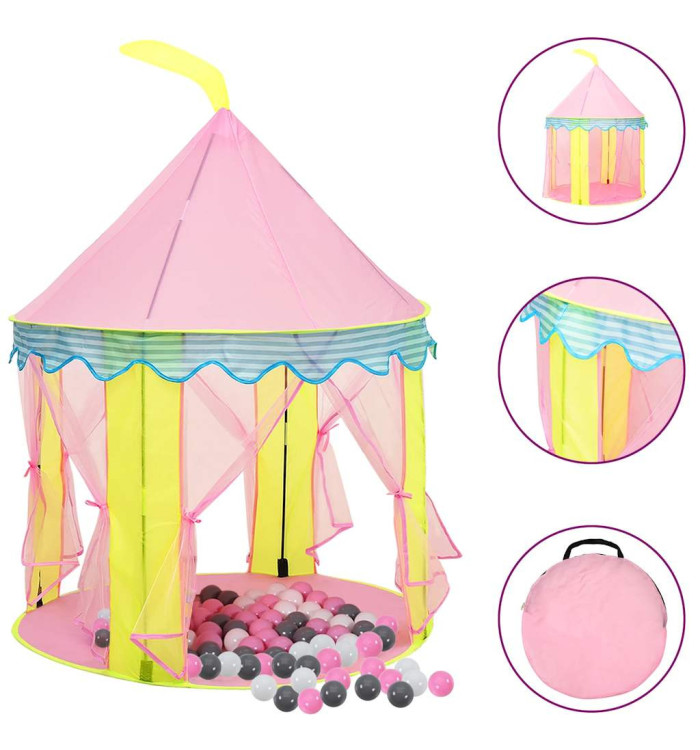 Tente de jeu pour enfants avec 250 balles Rose 100x100x127 cm | Mobilier & Déco
