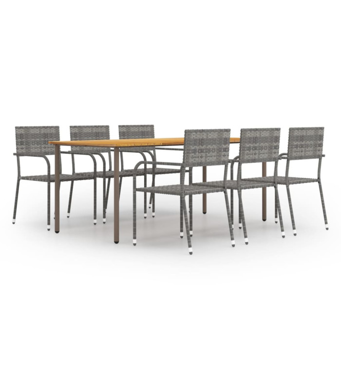 Ensemble à manger de jardin 7 pcs Résine tressée Anthracite | Mobilier & Déco