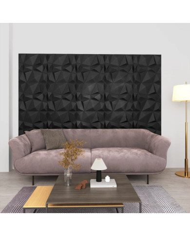 Panneaux muraux 3D 24 pcs 50x50 cm noir diamant 6 m² | Mobilier & Déco
