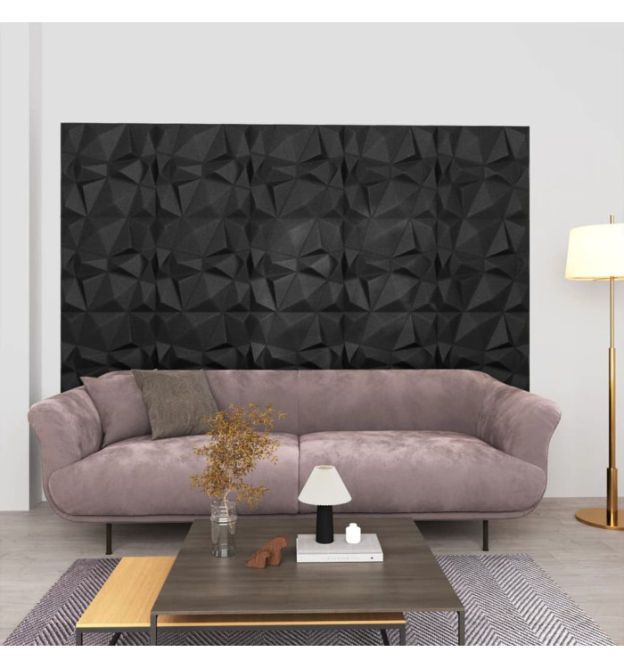 Panneaux muraux 3D 24 pcs 50x50 cm noir diamant 6 m² | Mobilier & Déco