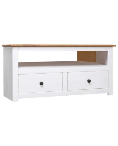 Meuble TV d'angle Blanc 93x49x49 cm Pin Assortiment Panama | Mobilier & Déco