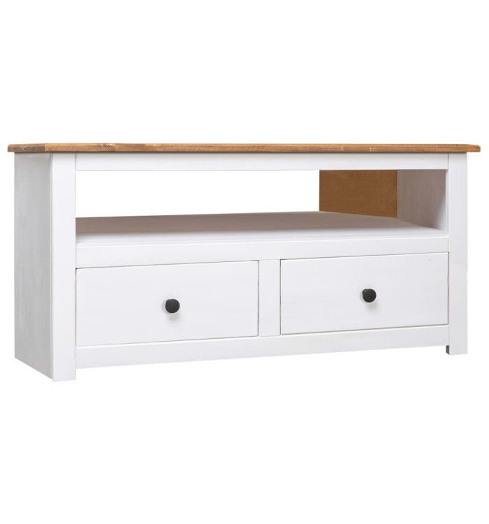 Meuble TV d'angle Blanc 93x49x49 cm Pin Assortiment Panama | Mobilier & Déco