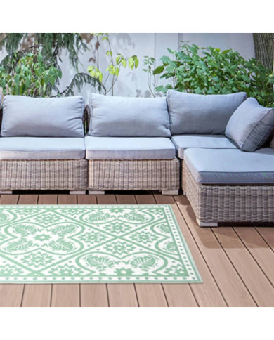 Esschert Design Tapis d'extérieur 182x122 cm Tuiles Vert et blanc | Mobilier & Déco