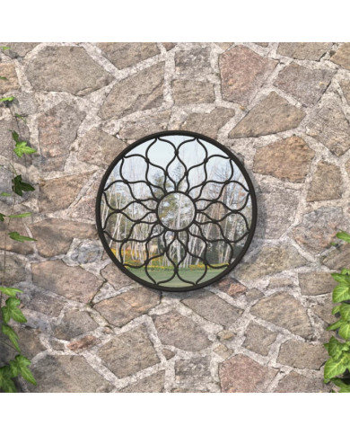 Miroir de jardin Noir 60x3 cm Fer Rond utilisation extérieure | Mobilier & Déco