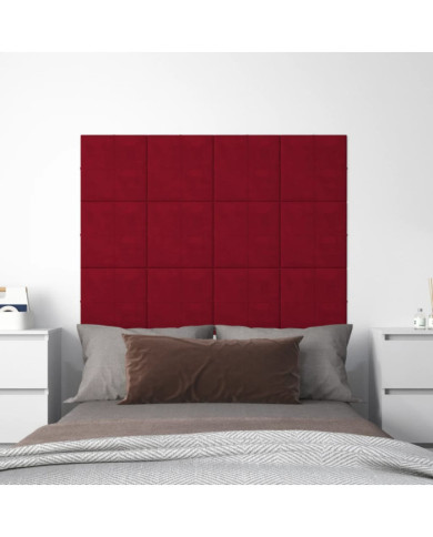 Panneaux muraux 12 pcs Rouge bordeaux 30x30 cm Velours 1,08 m² | Mobilier & Déco