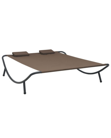 Chaise longue d'extérieur Tissu Marron | Mobilier & Déco
