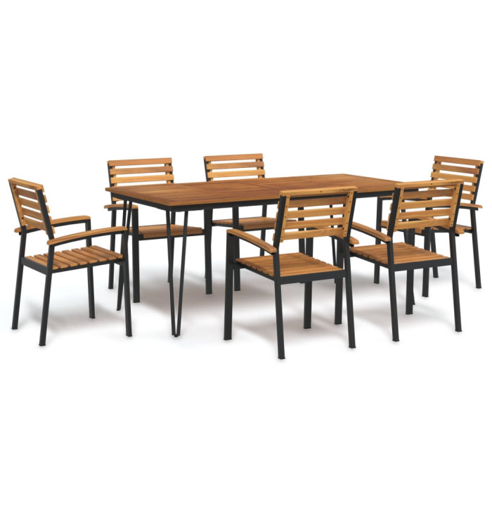 Ensemble à manger de jardin 7 pcs bois d'acacia solide et métal | Mobilier & Déco