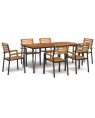 Ensemble à manger de jardin 7 pcs bois d'acacia solide et métal | Mobilier & Déco
