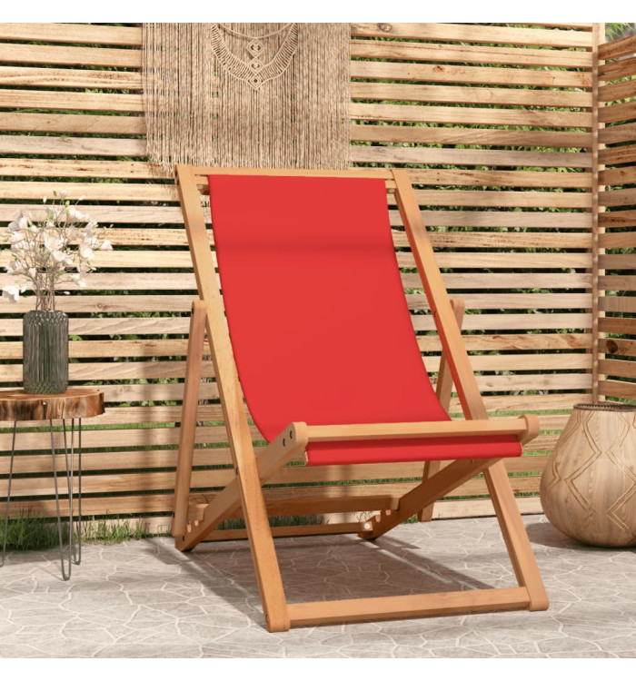 Chaise de plage pliable Bois de teck solide rouge | Mobilier & Déco