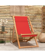 Chaise de plage pliable Bois de teck solide rouge | Mobilier & Déco