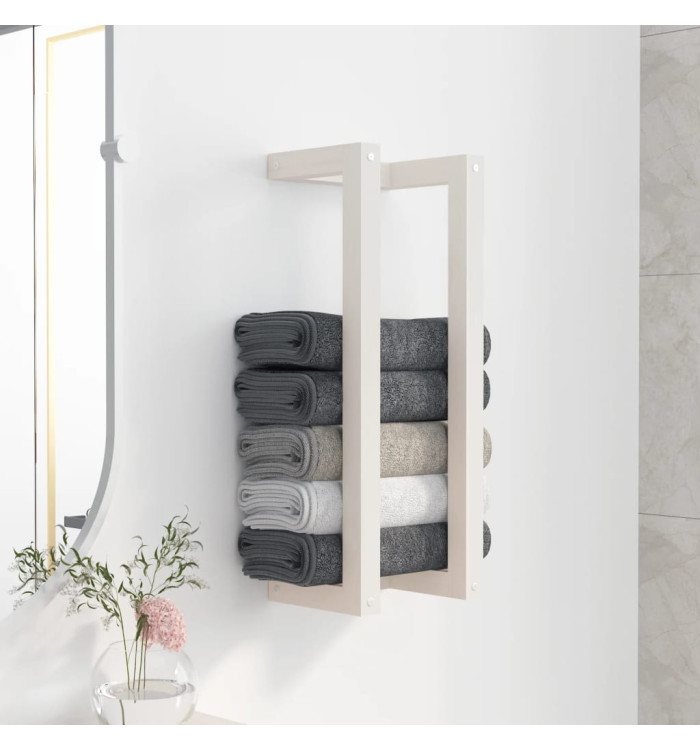 Porte-serviette Blanc 23x18x60 cm Bois de pin massif | Mobilier & Déco