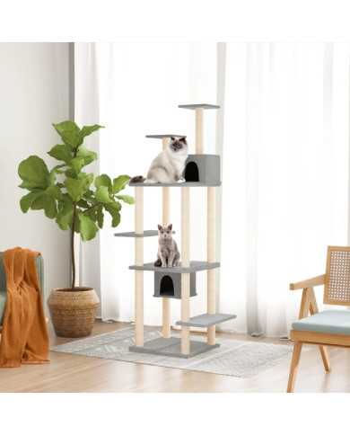 Arbre à chat avec griffoirs en sisal Gris clair 176 cm | Mobilier & Déco