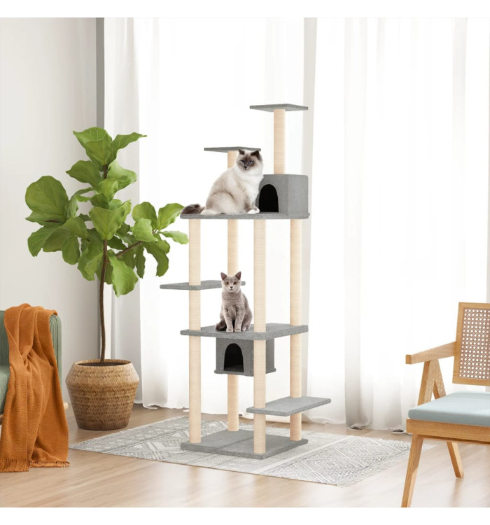 Arbre à chat avec griffoirs en sisal Gris clair 176 cm | Mobilier & Déco