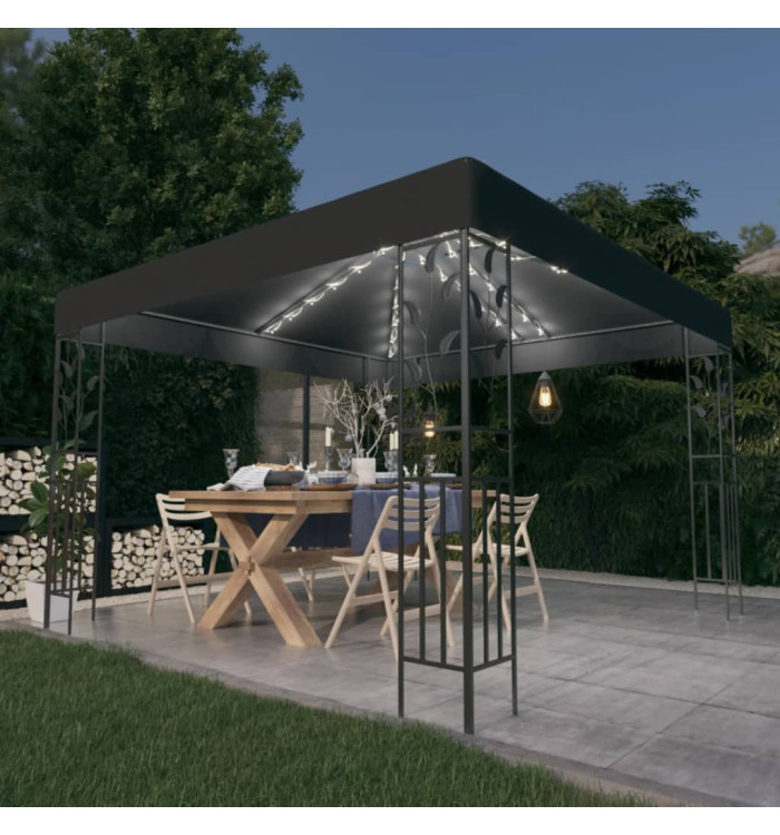 Tonnelle avec guirlande lumineuse à LED 3x3 m Anthracite | Mobilier & Déco