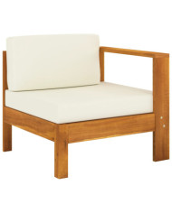 Canapé central avec 1 accoudoir Blanc crème Acacia solide | Mobilier & Déco