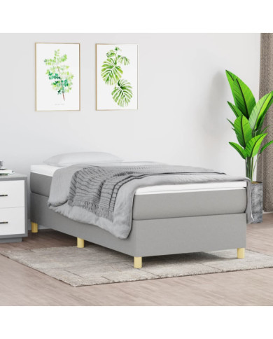 Sommier à lattes de lit et matelas Gris clair 90x190 cm Tissu | Mobilier & Déco
