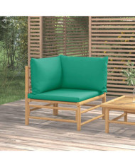 Canapé d'angle de jardin avec coussins vert bambou | Mobilier & Déco