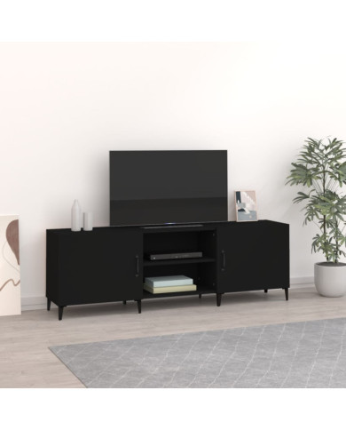 Meuble TV noir 150x30x50 cm bois d'ingénierie | Mobilier & Déco