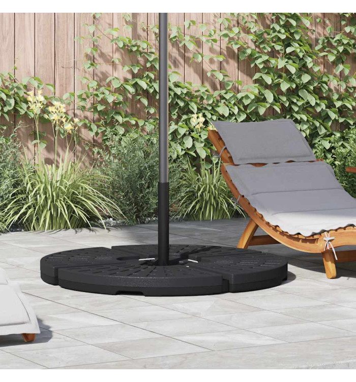 Socle de parasol en forme d'éventail 4 pcs Noir | Mobilier & Déco