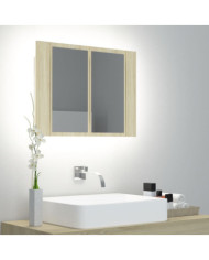 Armoire à miroir à LED de bain Chêne sonoma 60x12x45 Acrylique | Mobilier & Déco