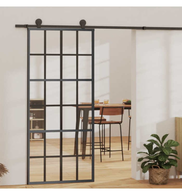 Porte coulissante et quincaillerie Verre et Aluminium 90x205 cm | Mobilier & Déco