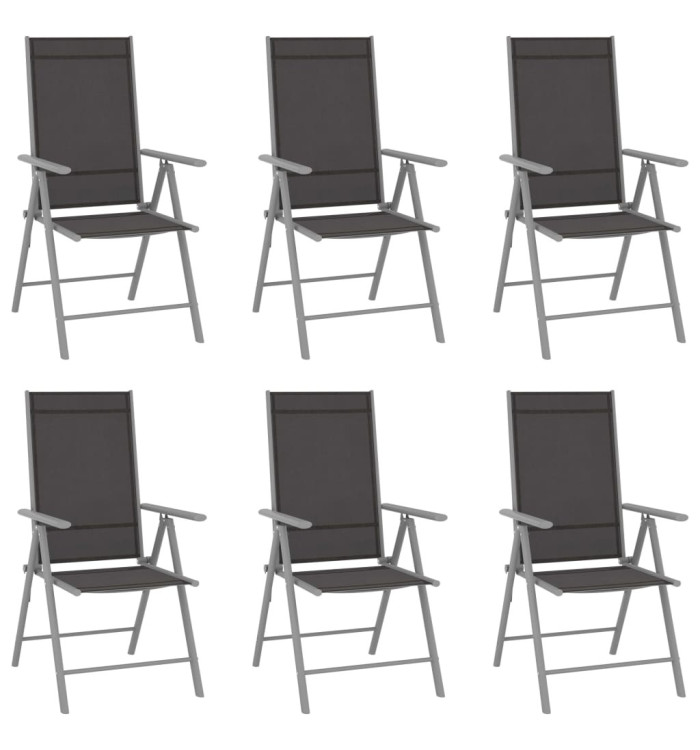 Chaises de jardin pliables lot de 6 Textilène Noir | Mobilier & Déco