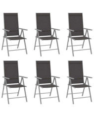 Chaises de jardin pliables lot de 6 Textilène Noir | Mobilier & Déco
