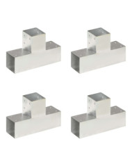 Connecteurs de poteau 4 pcs Forme en T Métal galvanisé 91x91 mm | Mobilier & Déco