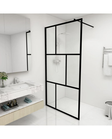 Paroi de douche à l'italienne avec verre trempé Noir 100x195 cm | Mobilier & Déco