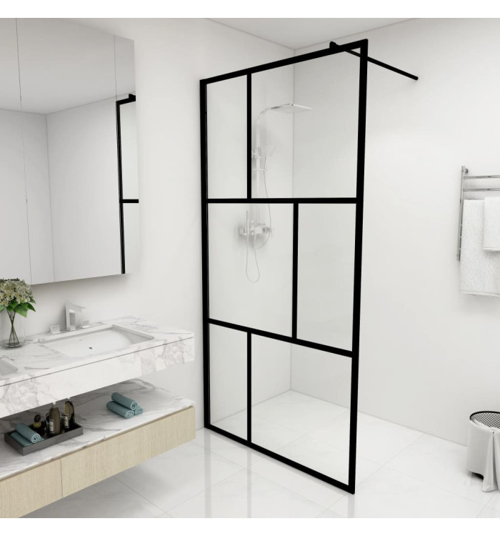 Paroi de douche à l'italienne avec verre trempé Noir 100x195 cm | Mobilier & Déco
