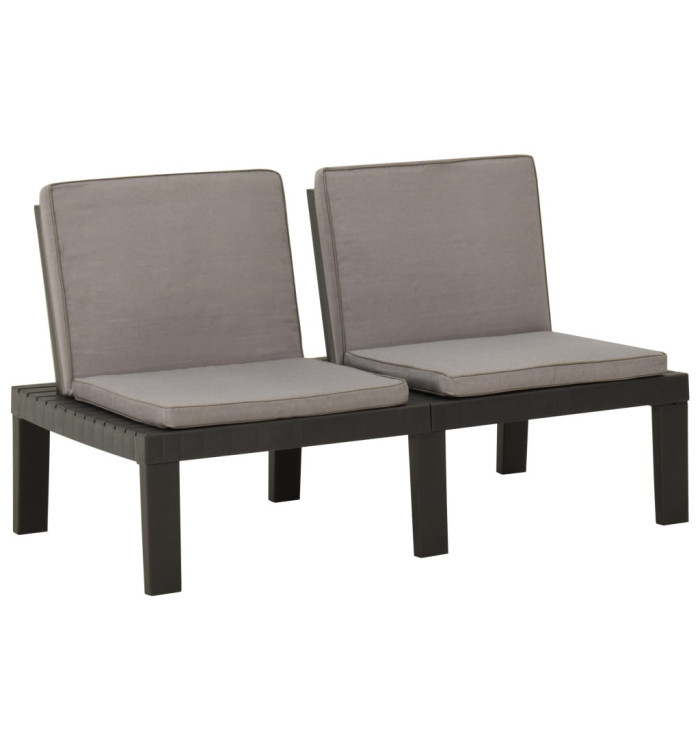 Banc de salon de jardin avec coussin Plastique Gris | Mobilier & Déco