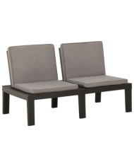 Banc de salon de jardin avec coussin Plastique Gris | Mobilier & Déco