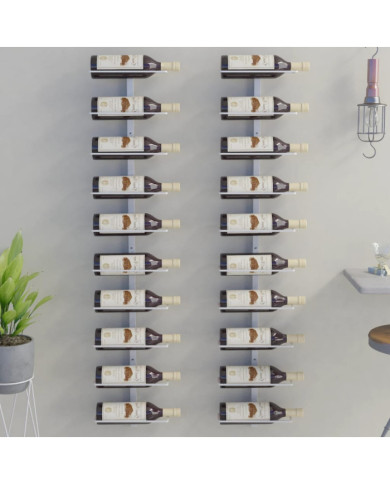 Casier à vin mural pour 10 bouteilles 2 pcs Blanc Métal | Mobilier & Déco