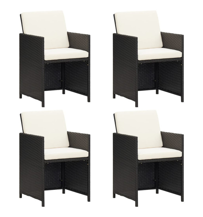 Chaises de jardin lot de 4 Résine tressée Noir | Mobilier & Déco