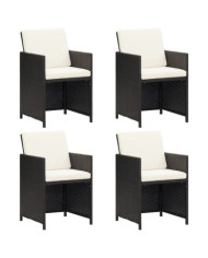 Chaises de jardin lot de 4 Résine tressée Noir | Mobilier & Déco