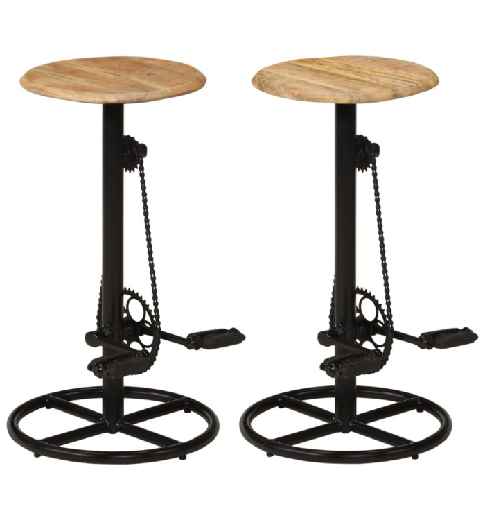 Chaises de bar lot de 2 bois de manguier solide | Mobilier & Déco
