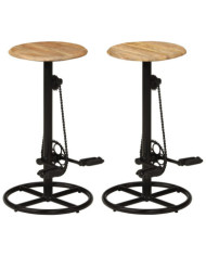Chaises de bar lot de 2 bois de manguier solide | Mobilier & Déco
