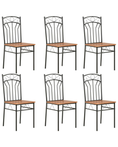 Chaises à manger lot de 6 marron MDF | Mobilier & Déco