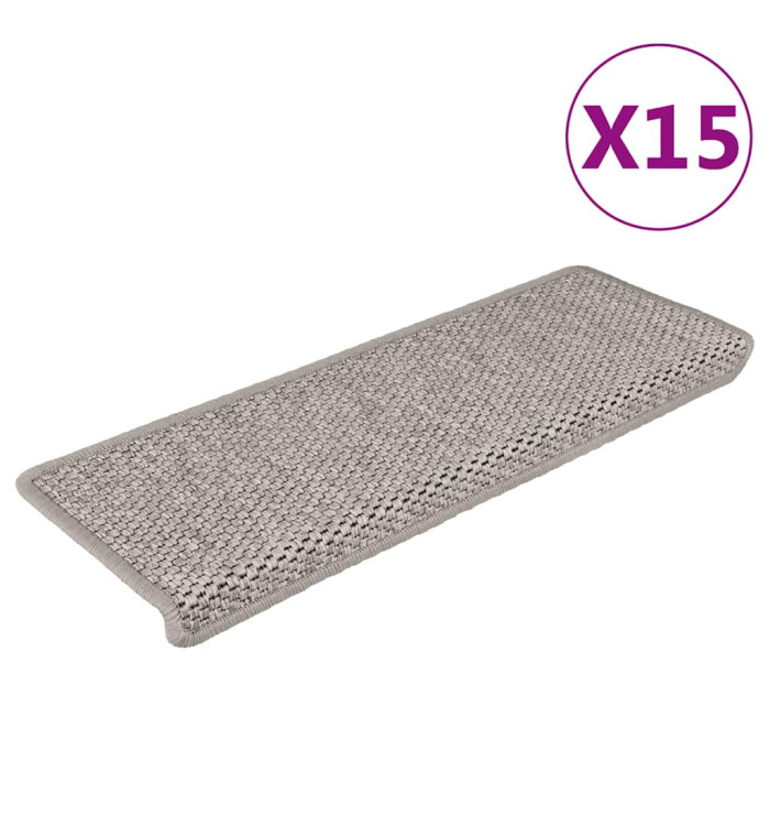Tapis d'escalier autocollants 15 pcs 65x21x4 cm Argenté | Mobilier & Déco