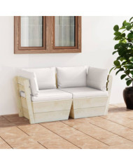 Canapé palette à 2 places de jardin avec coussins Bois d'épicéa | Mobilier & Déco