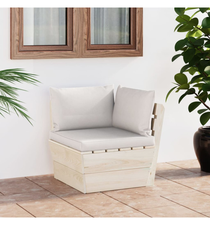 Canapé d'angle palette de jardin avec coussins Épicéa imprégné | Mobilier & Déco