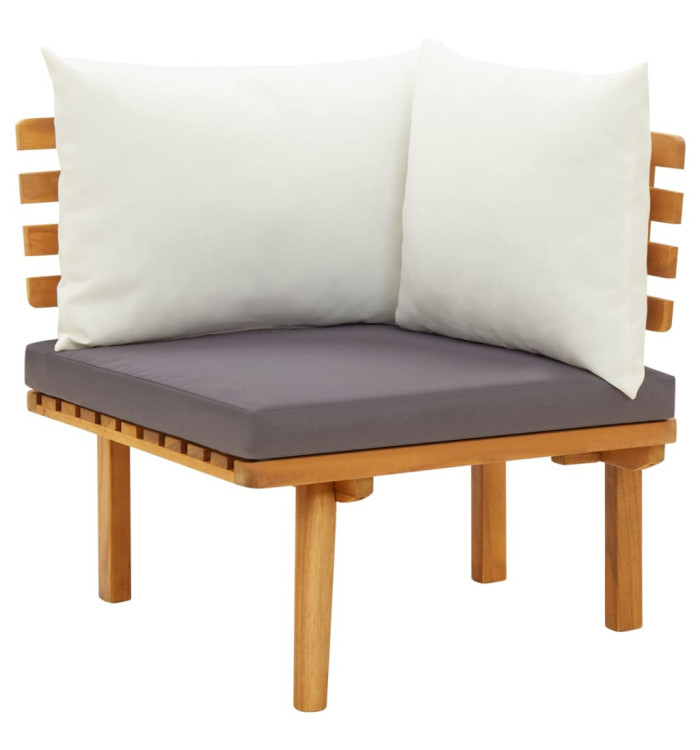 Canapé d'angle de jardin avec coussins bois d'acacia massif | Mobilier & Déco