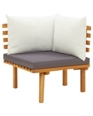 Canapé d'angle de jardin avec coussins bois d'acacia massif | Mobilier & Déco