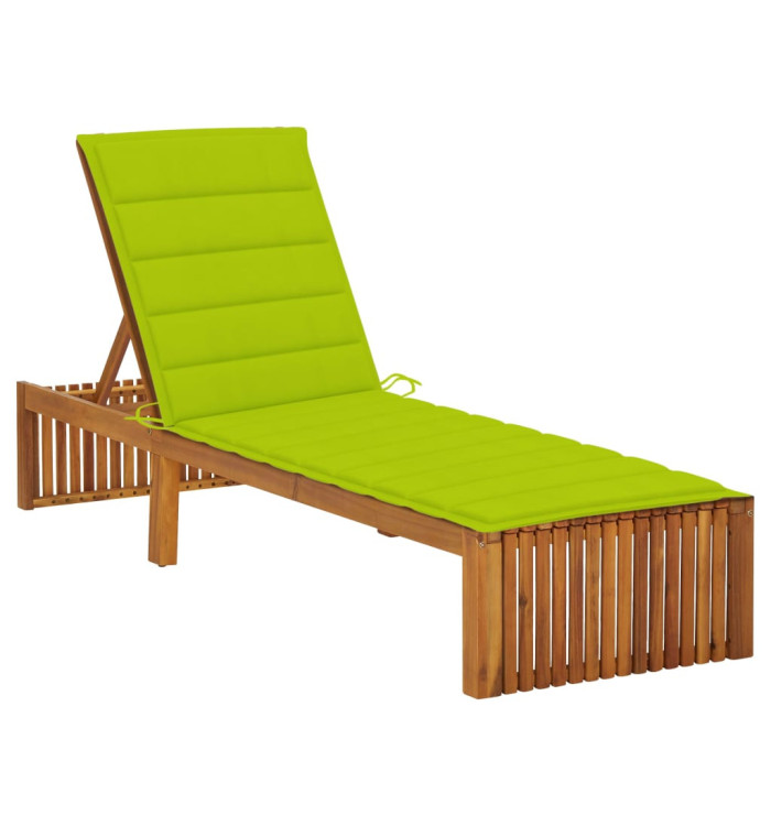 Chaise longue avec coussin Bois d'acacia solide | Mobilier & Déco