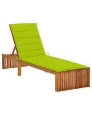 Chaise longue avec coussin Bois d'acacia solide | Mobilier & Déco