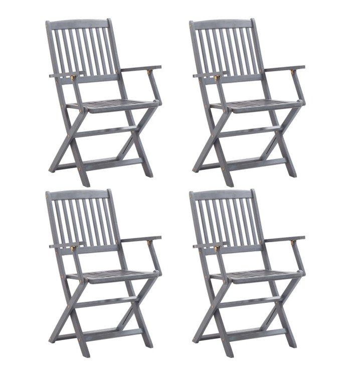Chaises pliables d'extérieur lot de 4 Bois d'acacia solide | Mobilier & Déco