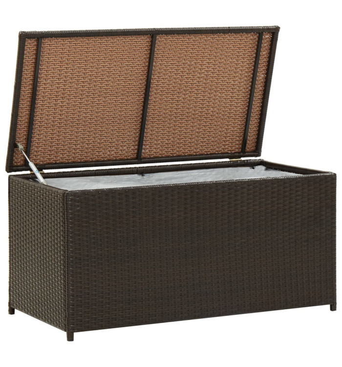 Boîte de rangement de jardin résine tressée 100x50x50 cm marron | Mobilier & Déco