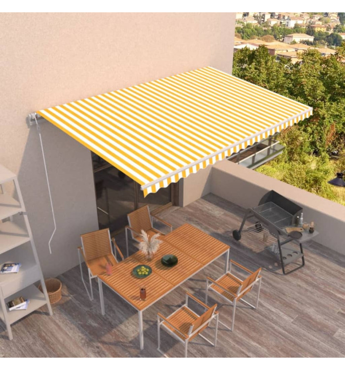 Auvent rétractable automatique 500x300 cm Jaune et blanc | Mobilier & Déco