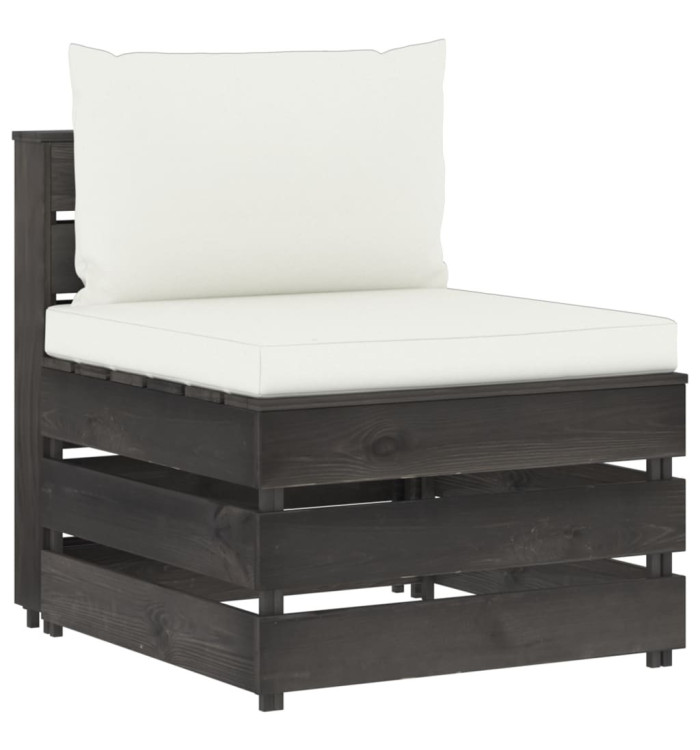Canapé central sectionnel avec coussins Bois imprégné de gris | Mobilier & Déco