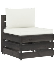 Canapé central sectionnel avec coussins Bois imprégné de gris | Mobilier & Déco